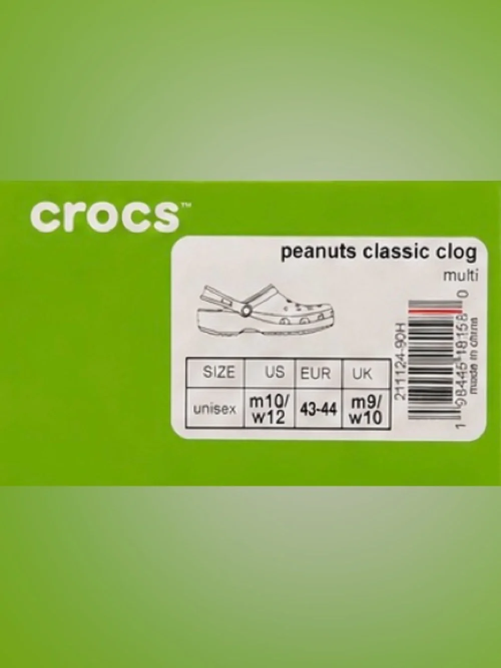 Crocs x Peanuts Snoopy Classic Clog Multi Jibbitz New in Box